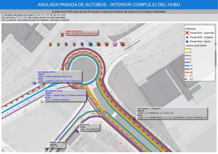 Image Modificación temporal de las líneas de autobús por obras en el HUBU